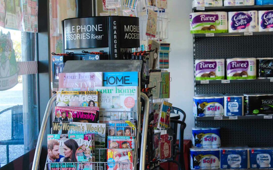 the magazine rack at Naya Supermarket