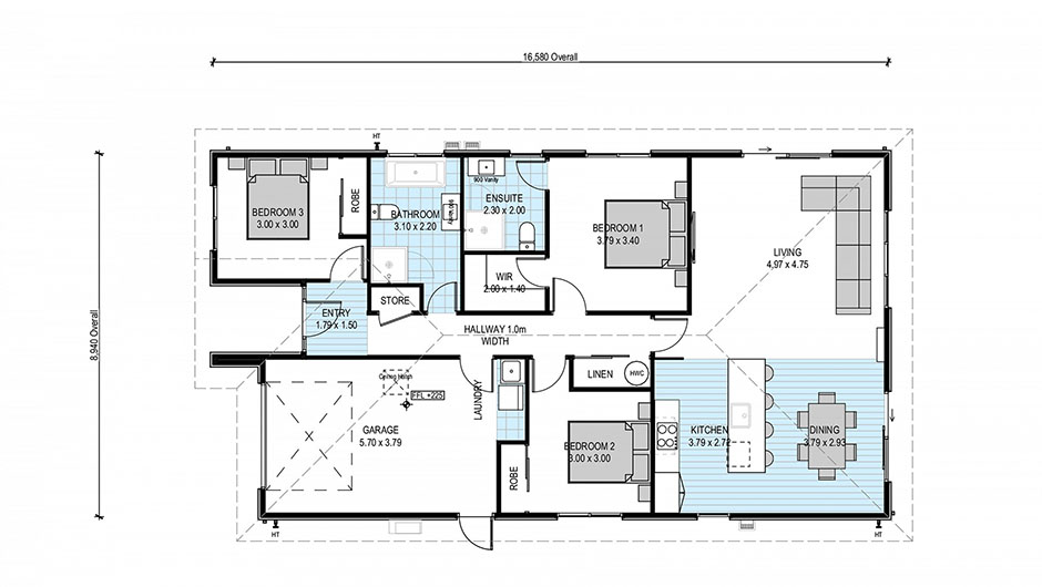 a three-bedroom house floor plan