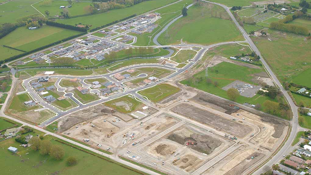 Drone shot of Silverstream site in 2013 showing stages in progress