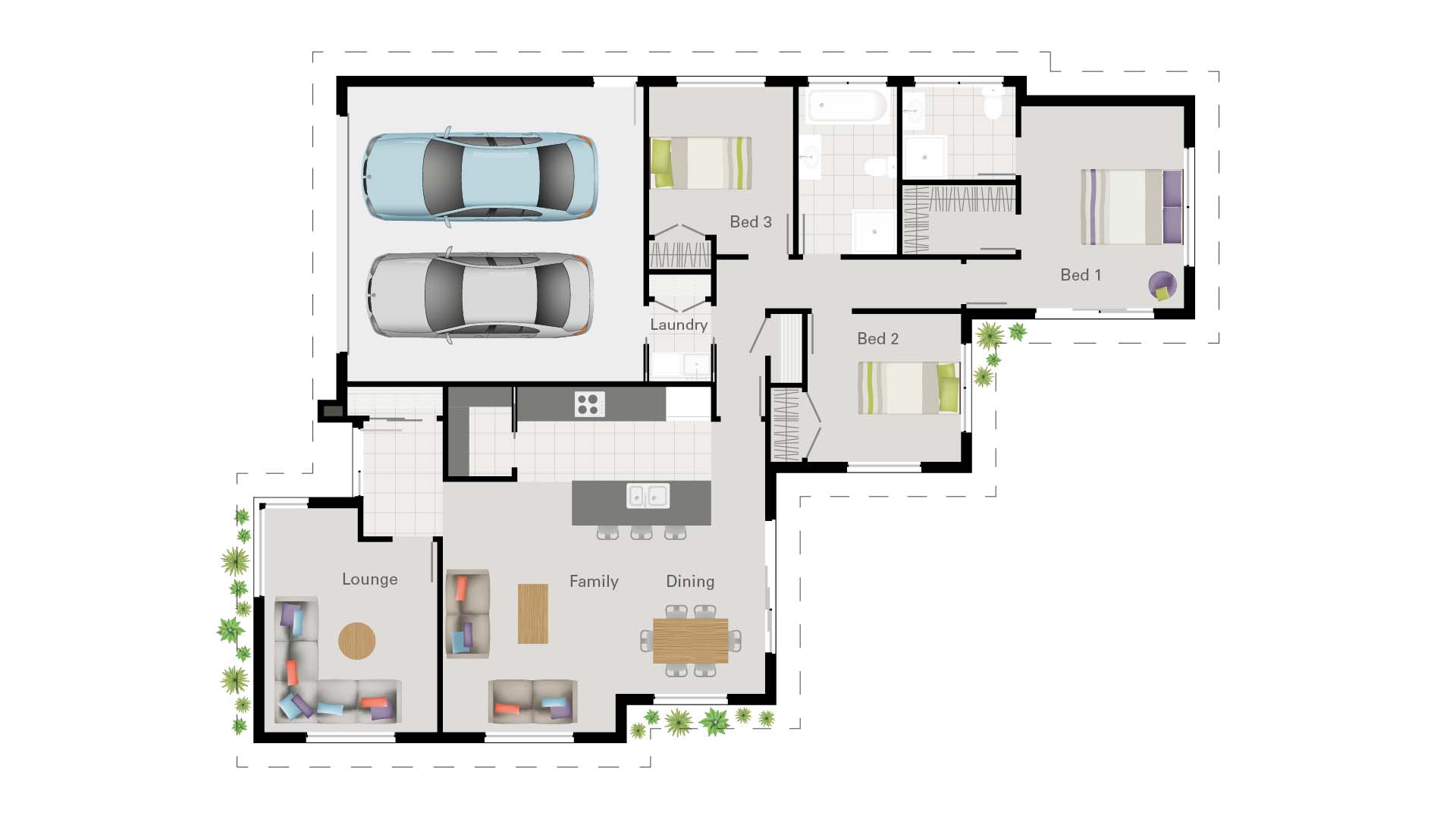 floor plan of three bedroom Versatile showhome